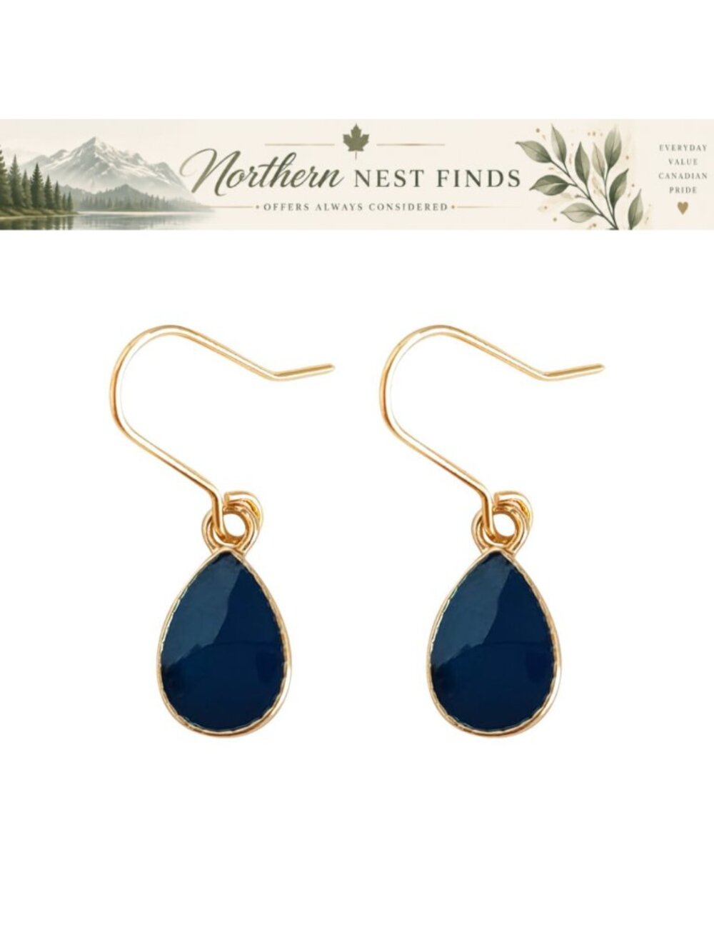 Gold Plated Teardrop Dangle Earrings Copper Waterdrop Hook Jewelry Gift